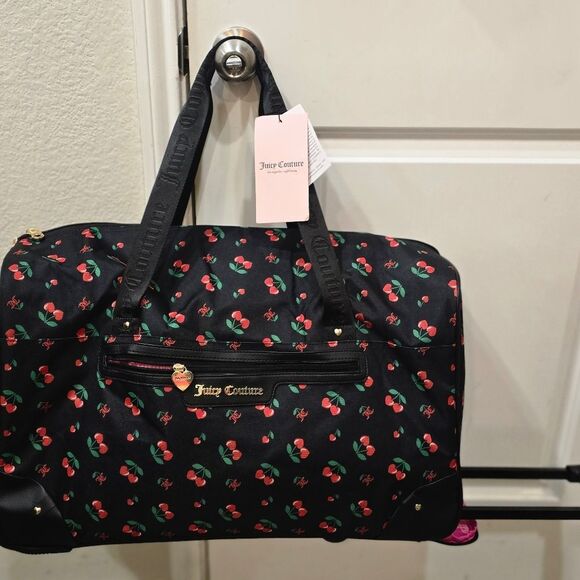 Juicy Couture Heart Cherries Travel Rolling Duffel Bag - Picture 4 of 14